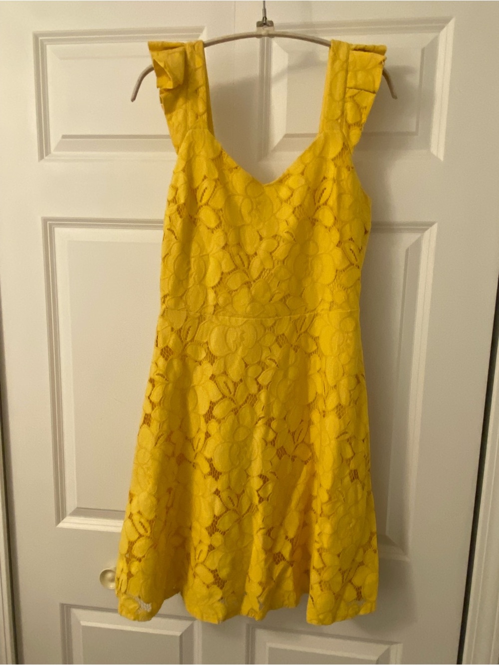 Women’s Monteau Yellow Lace A-Line Dress Med